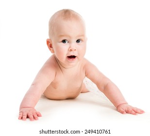 Naked Smiling Baby Lying On His Foto Stock Shutterstock