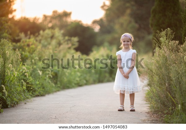 Portrait Adorable Little Girl Long Blonde Stock Photo Edit Now