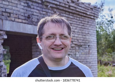 Portrait Of An Adult Male Face, Strabismus Or Exotropia