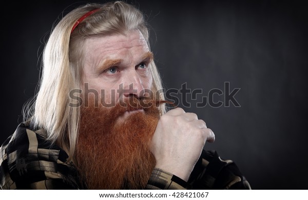 Portrait Adult Man Red Beard Mustache Stock Photo Edit Now 428421067