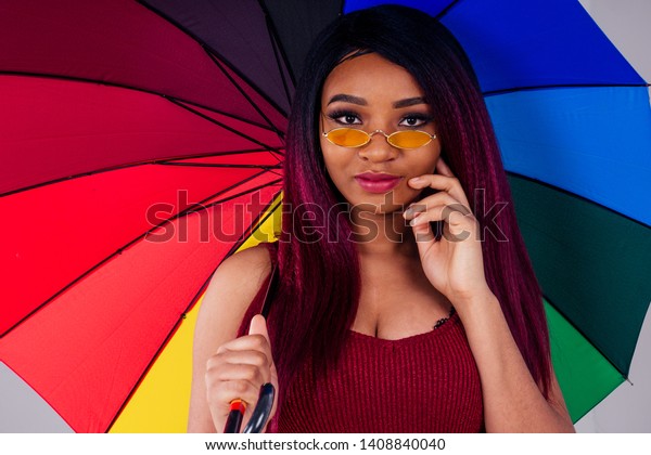 Portrait African American Beautiful Woman Creative Stock Photo