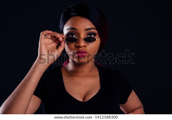 Portrait African American Beautiful Woman Creative Stock Photo