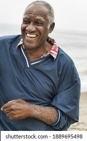 Portrait Of African American Senior Man At The Beach