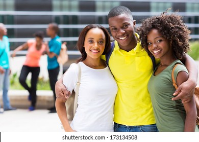 Portrait Of African College Friends Together On Campus