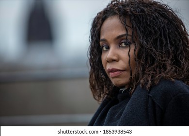 Portrait of afro american woman in urban background