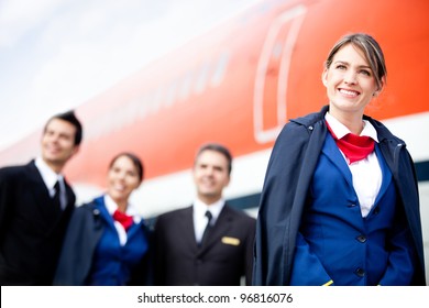 Portrait Of An Airplane Cabin Crew Smiling