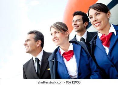 Portrait Of An Airplane Cabin Crew Smiling