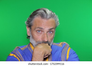 Portrait Of Al Mature Man Assuming The Thinker Pose