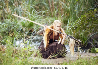 Portrait Amazon Woman Warrior On Hunting Stock Photo (Edit Now) 627975716