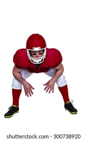 Portrait Of An American Football Player In Attack Stance