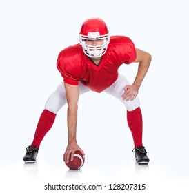 Portrait of American Football player. Isolated on white - Powered by Shutterstock