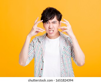 Portrait Of  Angry  Asian Young Man