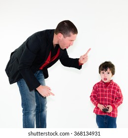 Portrait Angry Father Scolding His Son Foto Stok 373644856 | Shutterstock