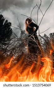 A portrait of an angry witch tied for incineration. Magic, dark force, spell.  - Shutterstock ID 1513754069