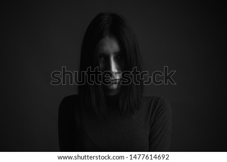 Similar – Image, Stock Photo sad girl looking down