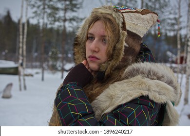 Portrait Of An Animator Girl In National Sami Costume.