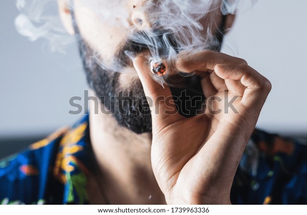 Portrait Anonymous Man Smoking Weed Stock Photo (Edit Now) 1739963336