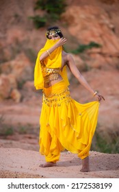 Portrait of asian beautiful sexy woman wear in arab costume,Princess of desert concept