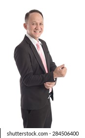 Portrait Of Asian Business Man On White Background Isolated