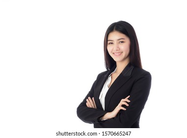 Portrait of Asian businessmen smiling, standing with their arms crossed, looking at the camera isolated on a white background. It is isolated and be a copy space. - Powered by Shutterstock