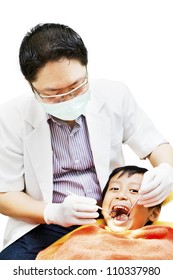 Portrait Of Asian Dentist Examining Oral Cavity At Dental Clinic