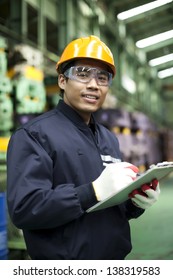 Portrait Asian Engineer Smiling  Look On You Camera