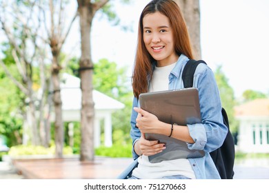 Portrait Asian Female Colleges Student Holding Stock Photo 751270663 ...