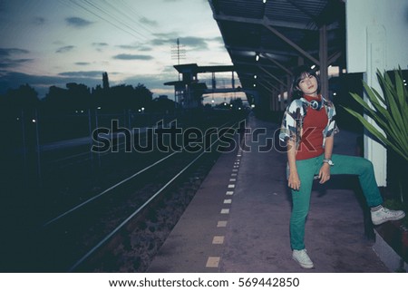 Similar – Image, Stock Photo man traveling in train carriage