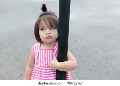 Portrait Of Asian Little Girl Shy