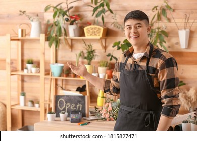 Portrait Of Asian Male Florist In Shop