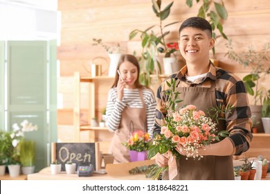 Portrait Of Asian Male Florist In Shop