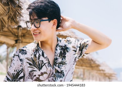 Portrait Of Asian Man On The Beach