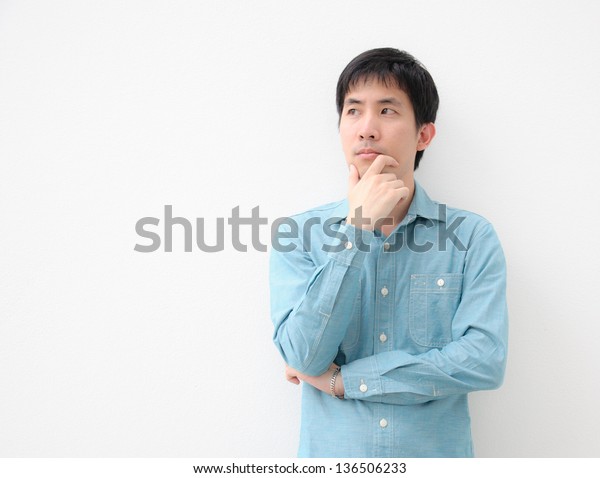 Portrait Asian Man Thinking Stock Photo Edit Now 136506233