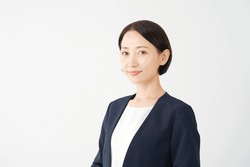 Portrait Of Asian Middle Aged Businesswoman In White Background
