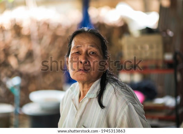 Portrait Asian Old Women Black Hair Stock Photo (Edit Now) 1945313863