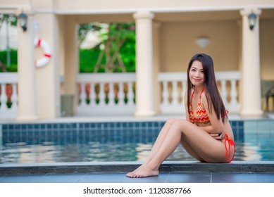 Portrait Asian Sexy Woman Swimming Poolthailand Stock Photo Shutterstock