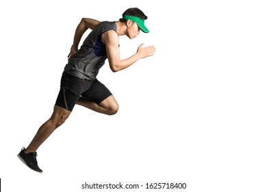 Portrait of an asian sport man wearing sportwear and green visor - Shutterstock ID 1625718400