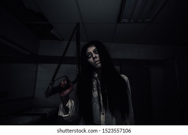 Portrait Asian Woman Make Ghost Facehorror Stock Photo 1523557106 ...