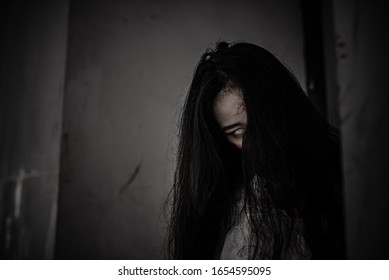 Portrait Asian Woman Make Ghost Facehorror Stock Photo 1654595095 ...