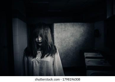 Portrait Asian Woman Make Ghost Facehorror Stock Photo 1798196308 