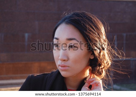 Portrait of asian woman outdoors