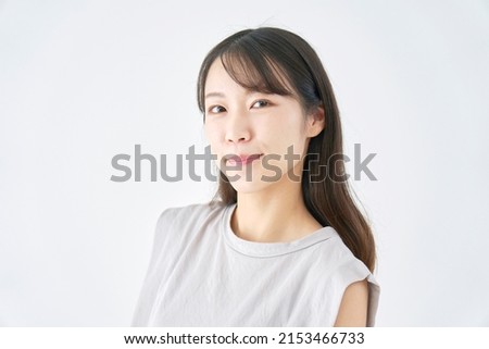 portrait of Asian woman in white background