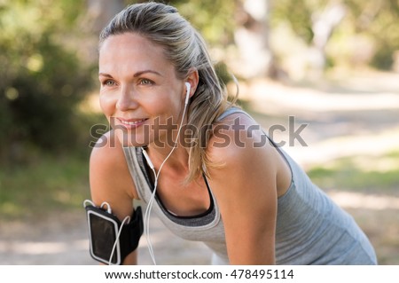 Similar – Image, Stock Photo fit happy woman resting after do sport , running and workout