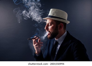 Portrait Attractive Business Man Cigar Black Stock Photo 2001550994 ...