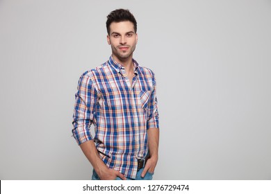 Handsome Young Man On Grey Background Stock Photo 492562780 | Shutterstock