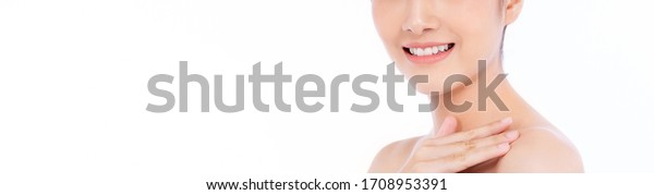 Portrait Attractive Caucasian Woman Beautiful Teeth Stock Photo (Edit