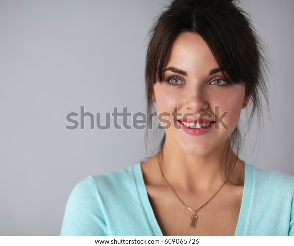 Portrait Attractive Fashionable Young Brunette Woman Stock Photo ...