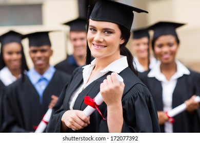 Portrait Attractive Female College Graduate Classmates Stock Photo ...