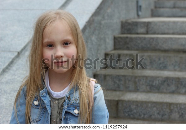 Portrait Attractive Little Blonde Blue Eyes Stock Photo Edit Now