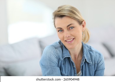 Portrait of attractive mature blond woman